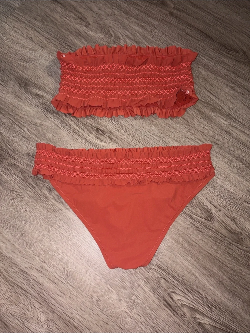 Tory Burch Coral Costa Smocked Bandeau Bikini